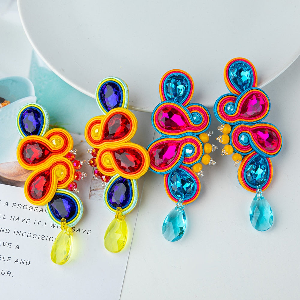 Soutache Russian Braid Handmade Long Earrings