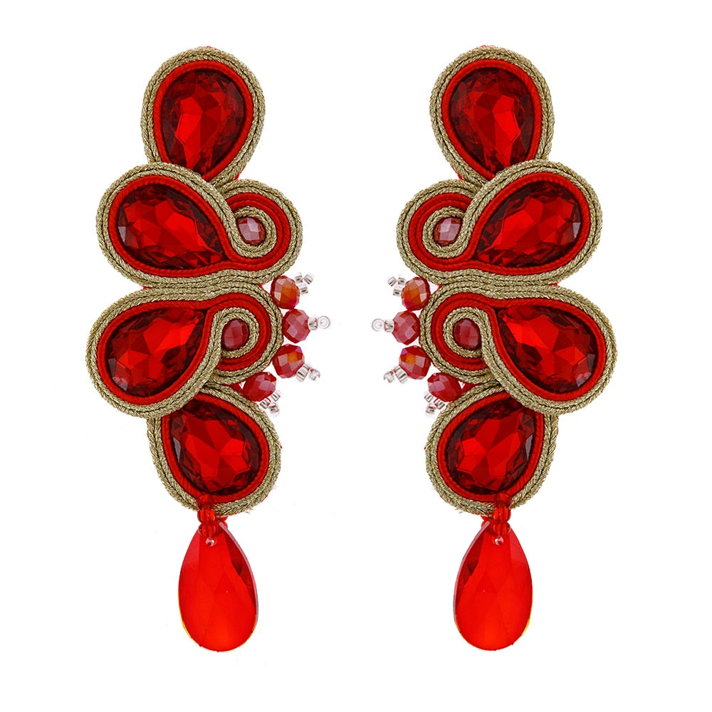 Soutache Russian Braid Handmade Long Earrings
