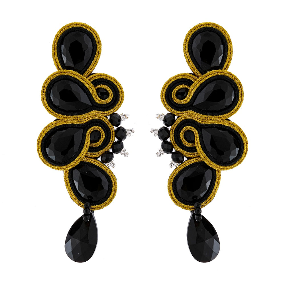 Soutache Russian Braid Handmade Long Earrings