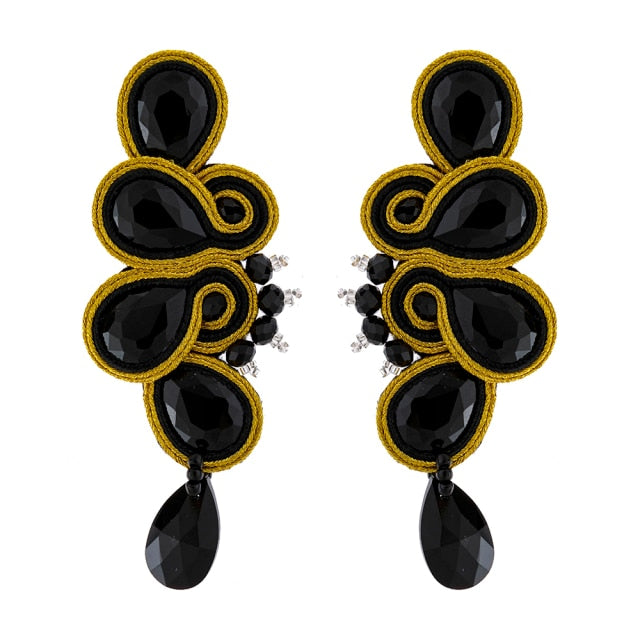 Soutache Russian Braid Handmade Long Earrings