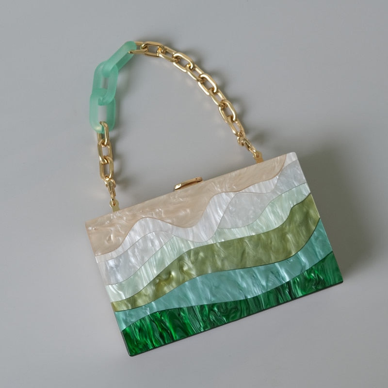 Rolling Hills Acrylic Evening Bag Box Clutch Purse