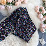 She's a Star One Shoulder Puff Sleeve Short Sequinned Top