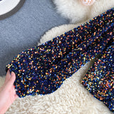 She's a Star One Shoulder Puff Sleeve Short Sequinned Top