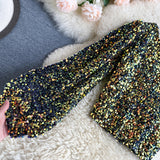 She's a Star One Shoulder Puff Sleeve Short Sequinned Top