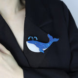 Woodland Blue Whale Handmade Acrylic Brooch