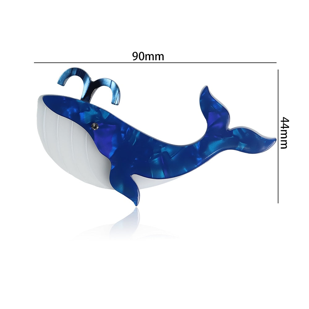Woodland Blue Whale Handmade Acrylic Brooch