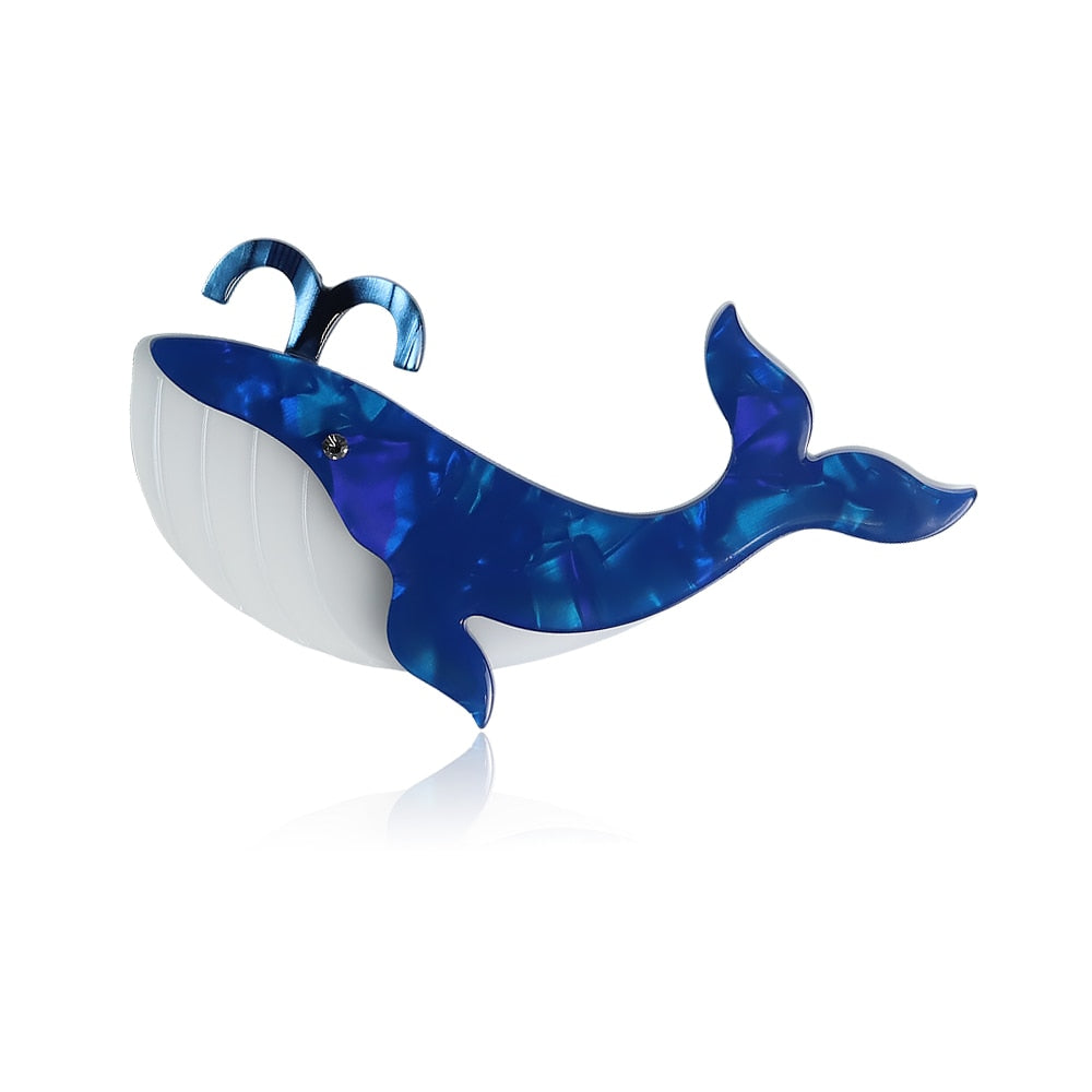 Woodland Blue Whale Handmade Acrylic Brooch
