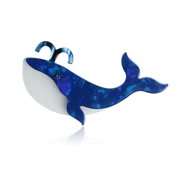 Woodland Blue Whale Handmade Acrylic Brooch
