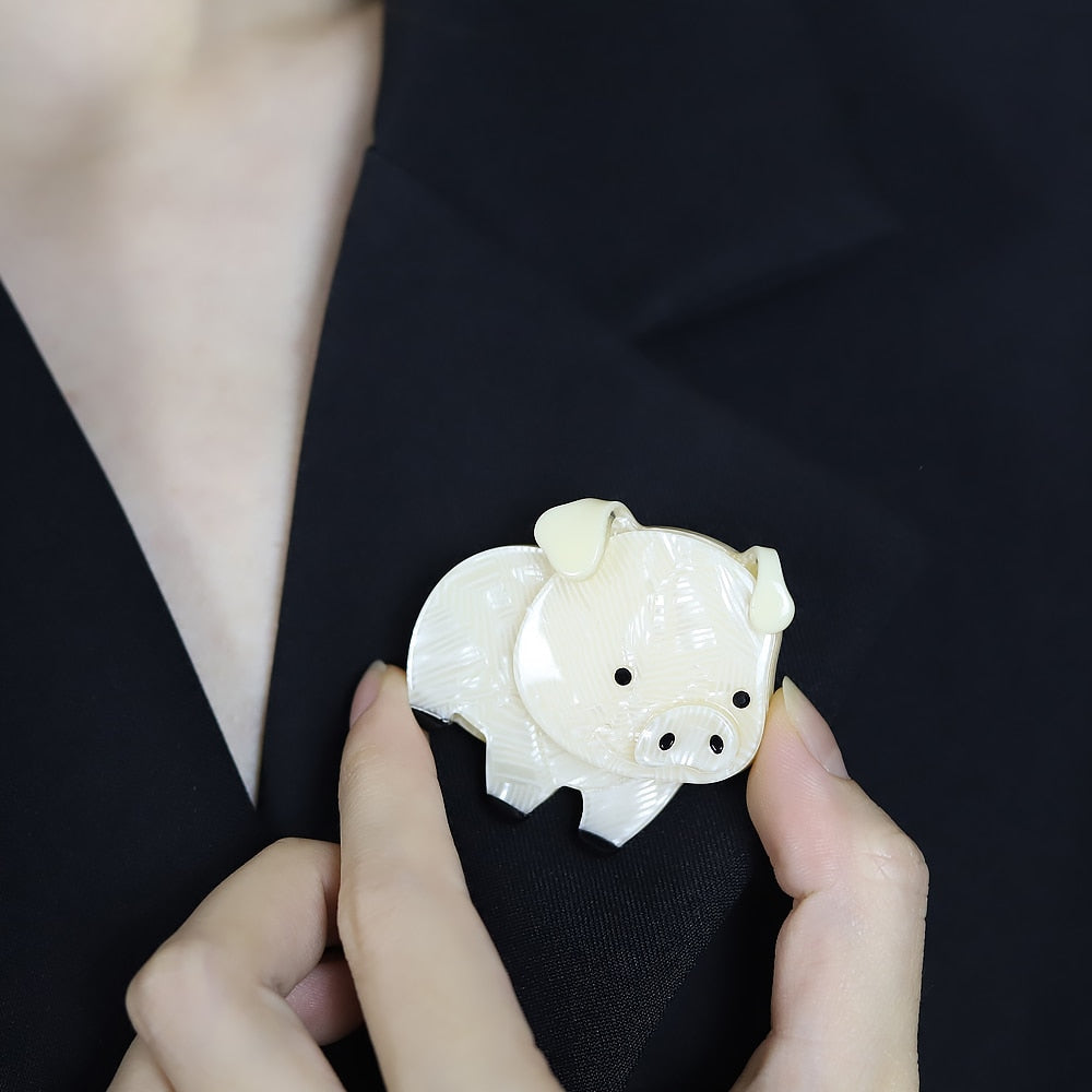 Woodland Piglet Handmade Acrylic Brooch