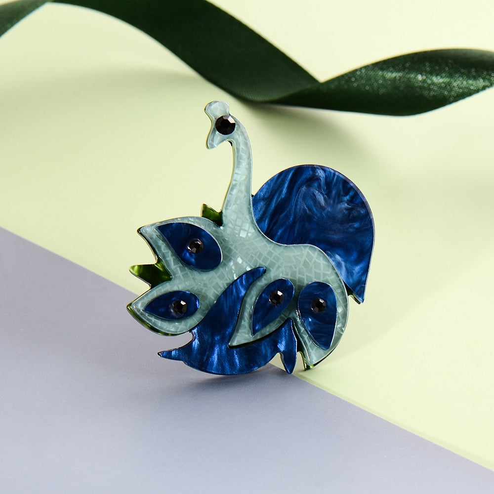 Woodland Vivid Blue Peacock Handmade Acrylic Brooch