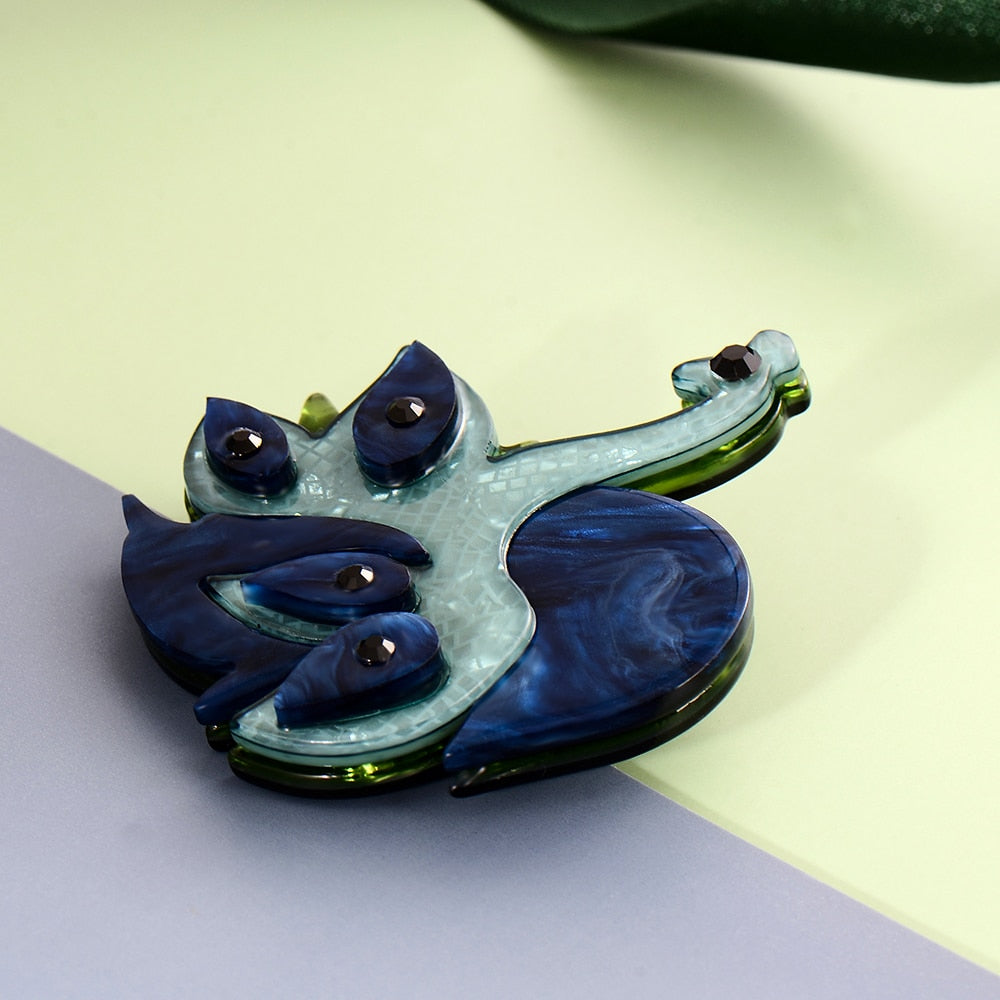 Woodland Vivid Blue Peacock Handmade Acrylic Brooch