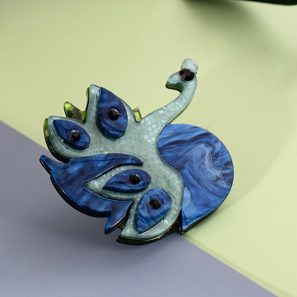 Woodland Vivid Blue Peacock Handmade Acrylic Brooch