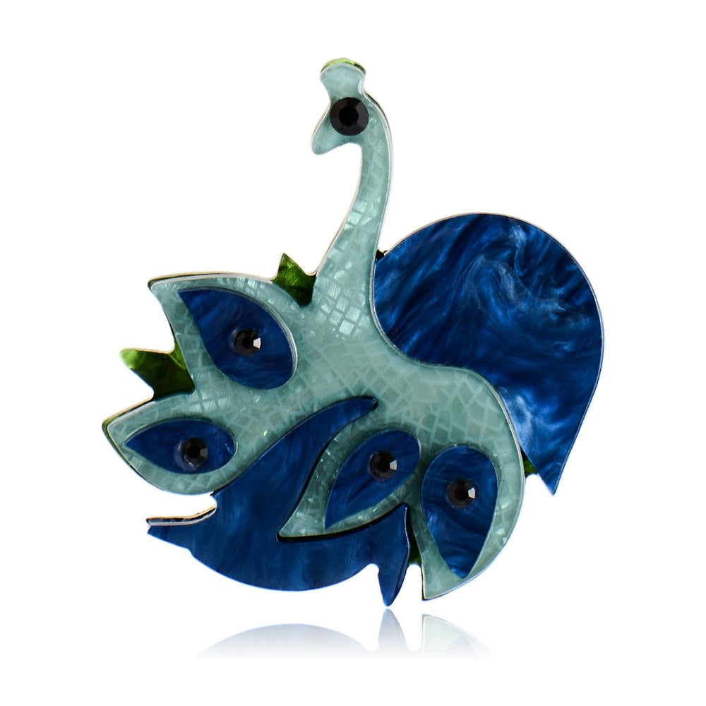 Woodland Vivid Blue Peacock Handmade Acrylic Brooch