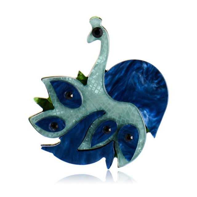 Woodland Vivid Blue Peacock Handmade Acrylic Brooch