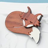 Woodland Sleeping Fox Acrylic Brooch