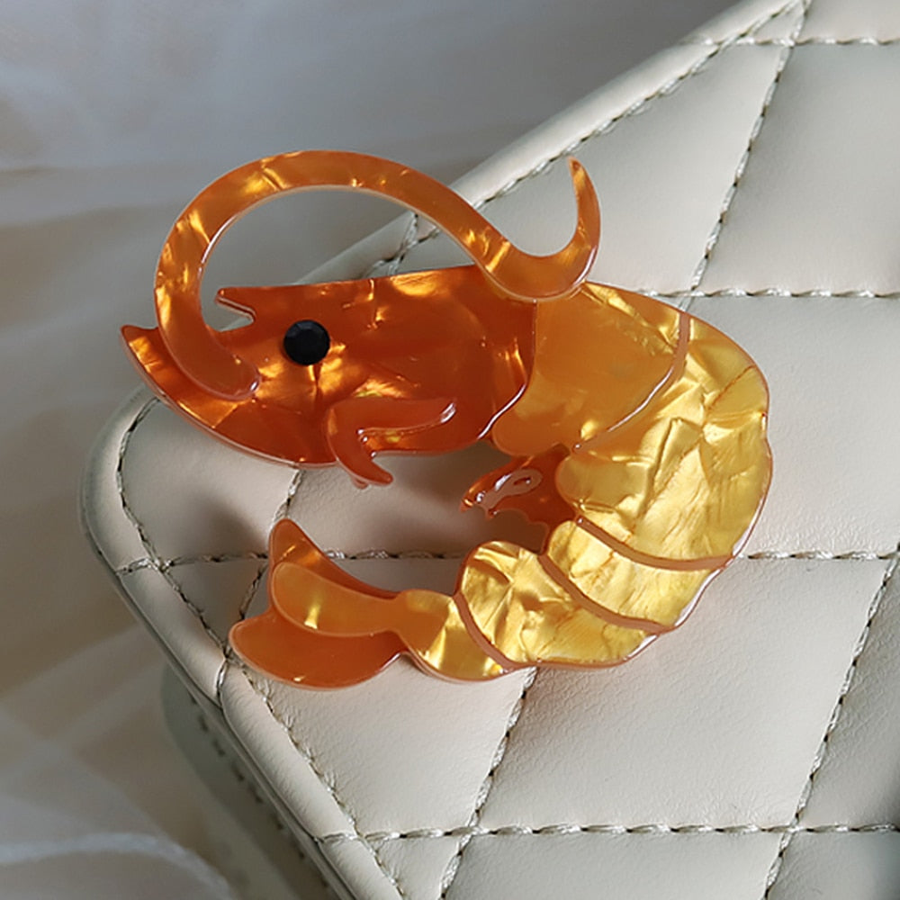 Woodland Prawn Handmade Acrylic Brooch