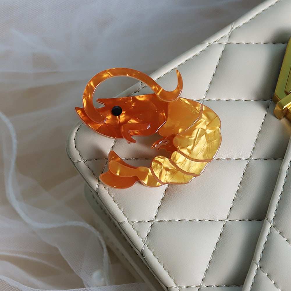 Woodland Prawn Handmade Acrylic Brooch