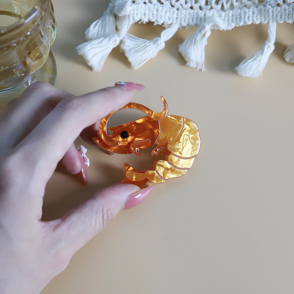 Woodland Prawn Handmade Acrylic Brooch