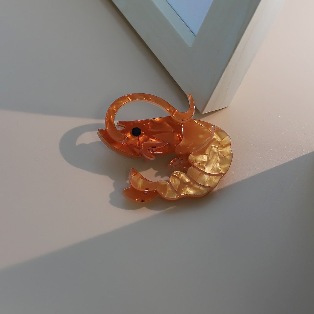 Woodland Prawn Handmade Acrylic Brooch