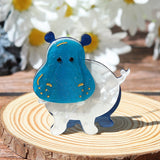Woodland Blue Hippo Handmade Acrylic Brooch
