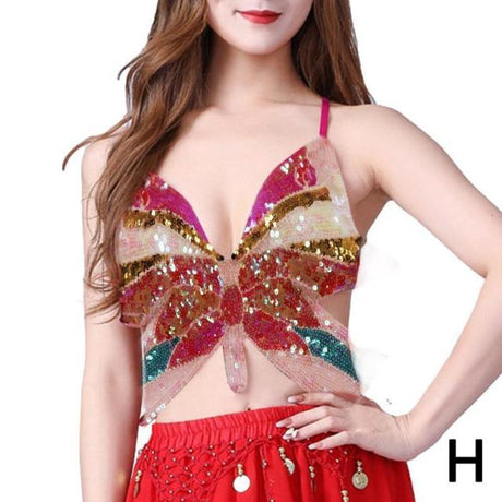 Butterfly Sequin Crop Tops