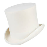 Tall White Top Hat 100% Wool Felt