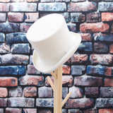 Tall White Top Hat 100% Wool Felt
