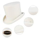 Tall White Top Hat 100% Wool Felt