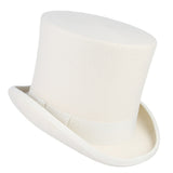 Tall White Top Hat 100% Wool Felt