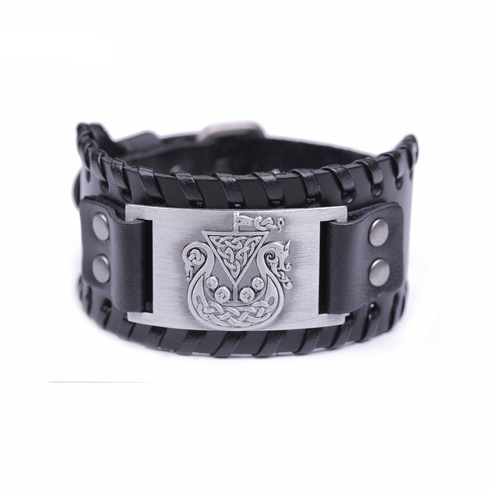 Viking Amulet Leather Wrist Cuff Bracelets