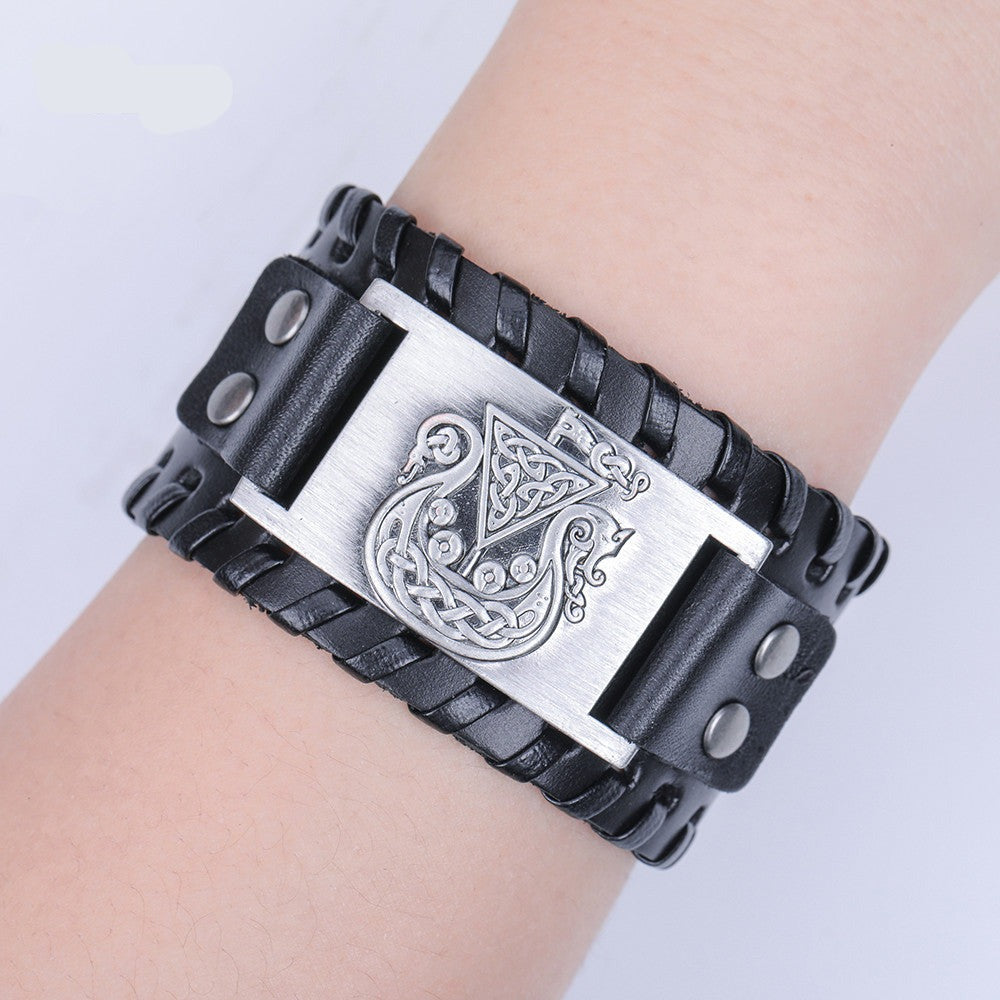 Viking Amulet Leather Wrist Cuff Bracelets