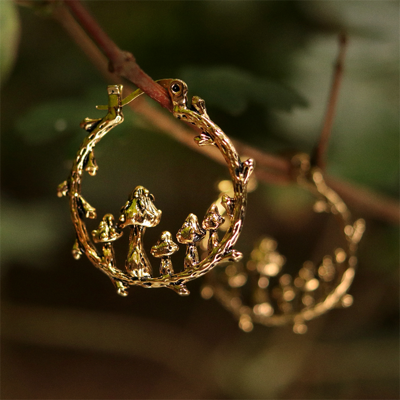 Mushroom Hoop Earrings