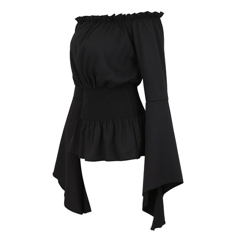 Peasant Blouse Off the Shoulder Shirt Steampunk Pirate Medieval Cosplay Costume Corset Top