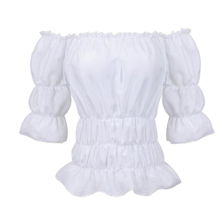 Peasant Blouse Off the Shoulder Shirt Steampunk Pirate Medieval Cosplay Costume Corset Top