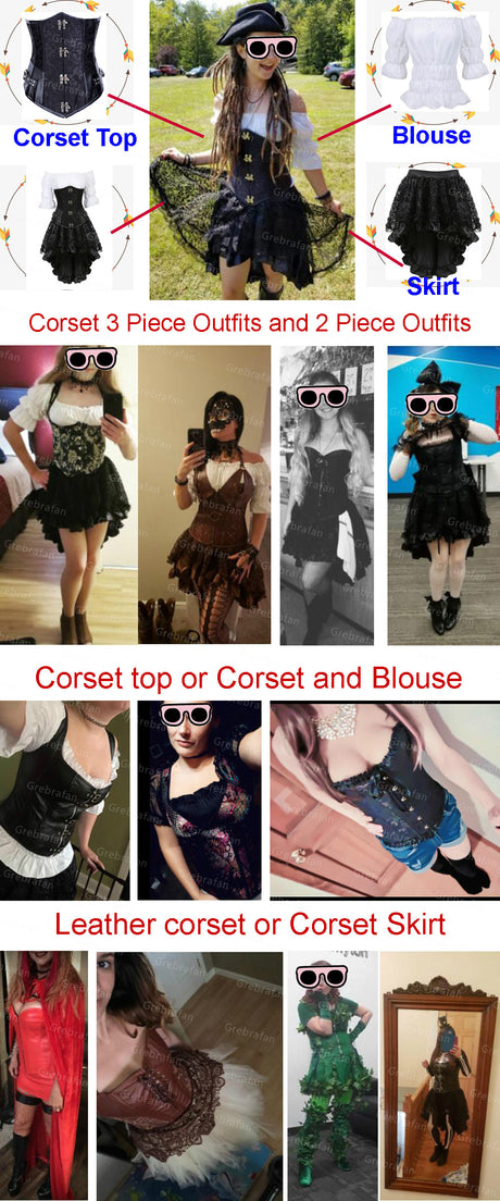 Peasant Blouse Off the Shoulder Shirt Steampunk Pirate Medieval Cosplay Costume Corset Top