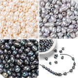 100Pcs 7-10mm Natural Cultured Freshwater Pearl Oval Large Hole Pearl Loose Beads For Bracelet Necklace DIY Craft Jewellery Making