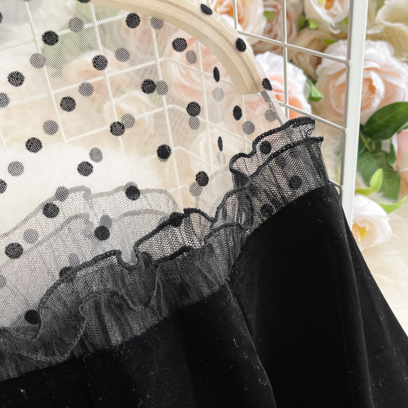 Vintage Black Va-Va Velvet Trumpet Dress