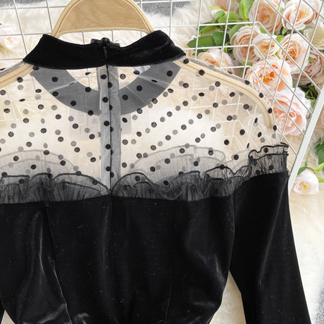 Vintage Black Va-Va Velvet Trumpet Dress