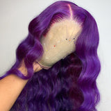 Andromeda Long Body Wave Lace Front Purple Wig Vintage Side Part