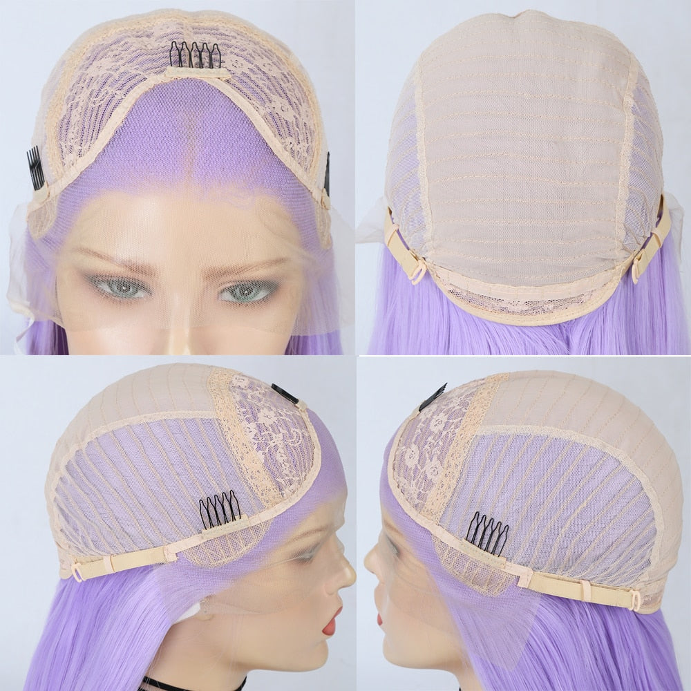 Andromeda Long Body Wave Lace Front Purple Wig Vintage Side Part