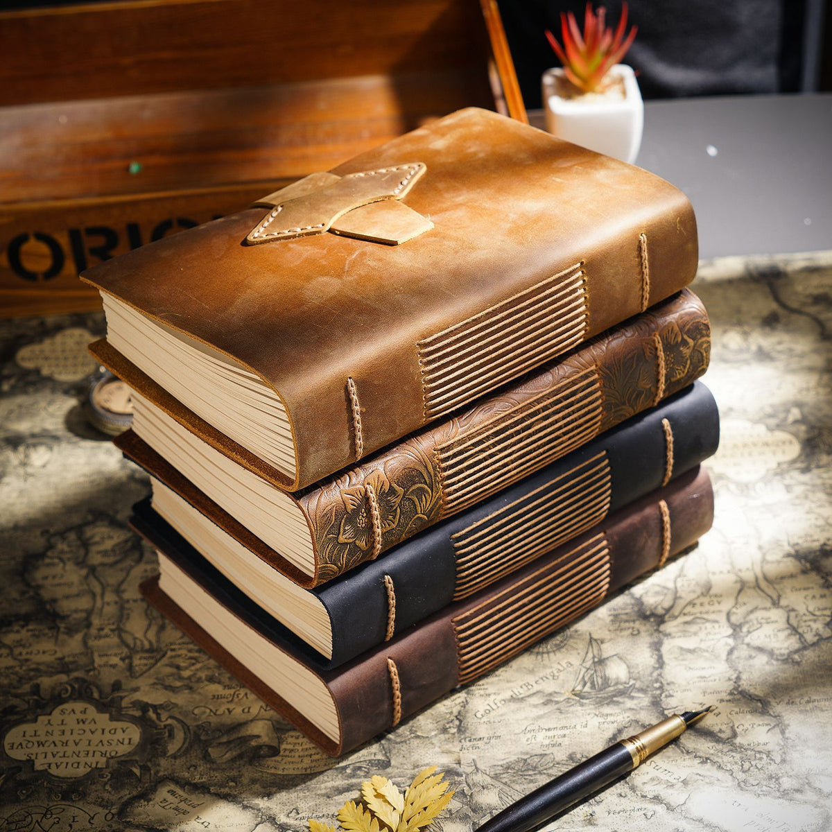Hand Made Genuine Leather Journal Thick Kraft Paper Notebook 400P