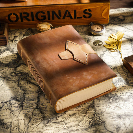 Hand Made Genuine Leather Journal Thick Kraft Paper Notebook 400P