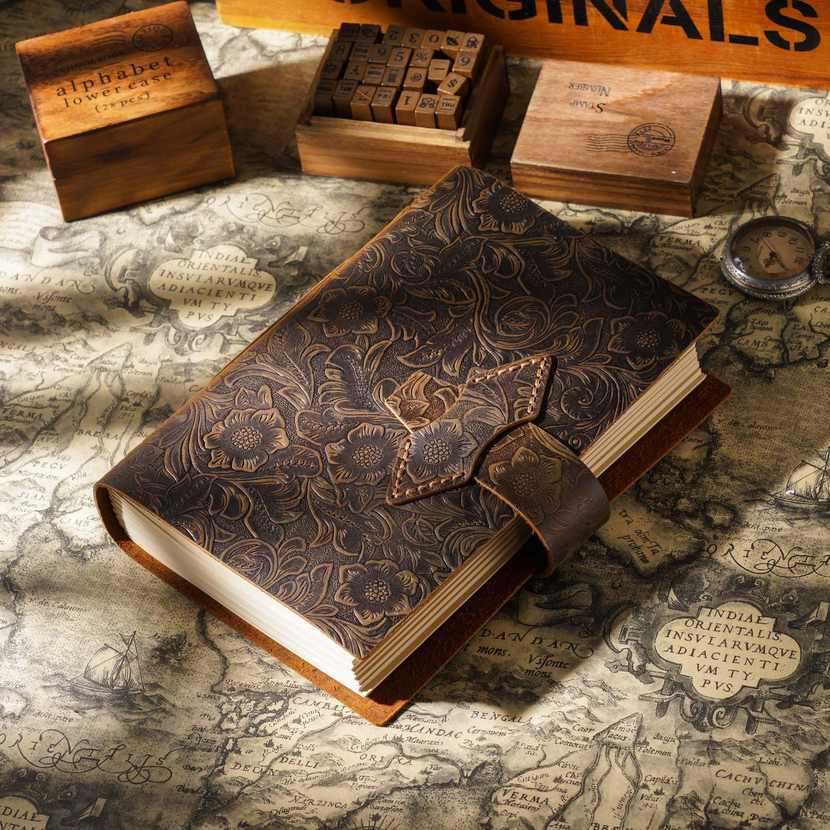 Hand Made Genuine Leather Journal Thick Kraft Paper Notebook 400P