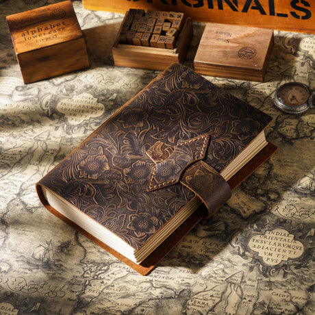 Hand Made Genuine Leather Journal Thick Kraft Paper Notebook 400P