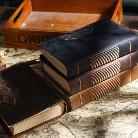Hand Made Genuine Leather Journal Thick Kraft Paper Notebook 400P