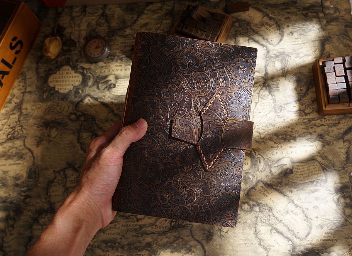 Hand Made Genuine Leather Journal Thick Kraft Paper Notebook 400P