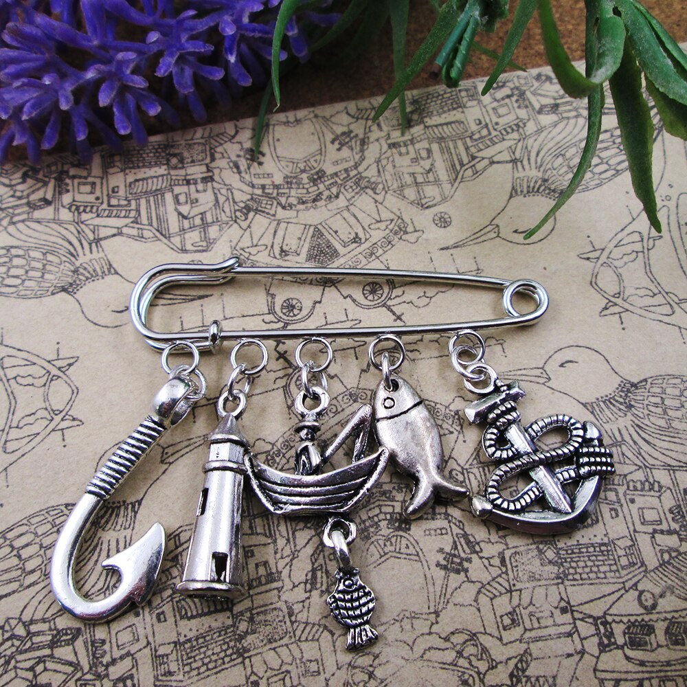 Time to Go Fishing Charm Brooch