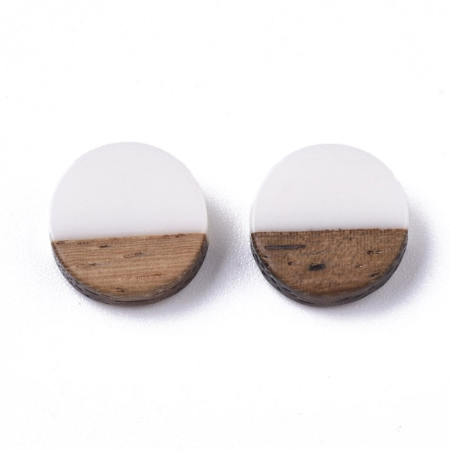50Pcs Natural Wood Resin Cabochons Charm For Bracelet Earring DIY Jewellery Making