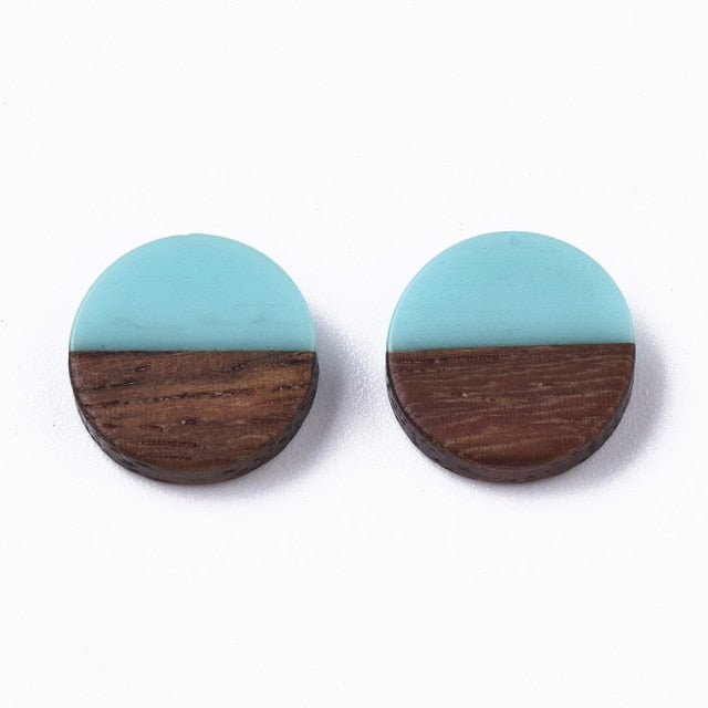 50Pcs Natural Wood Resin Cabochons Charm For Bracelet Earring DIY Jewellery Making