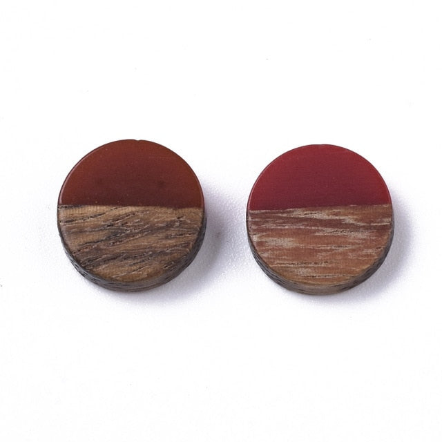 50Pcs Natural Wood Resin Cabochons Charm For Bracelet Earring DIY Jewellery Making